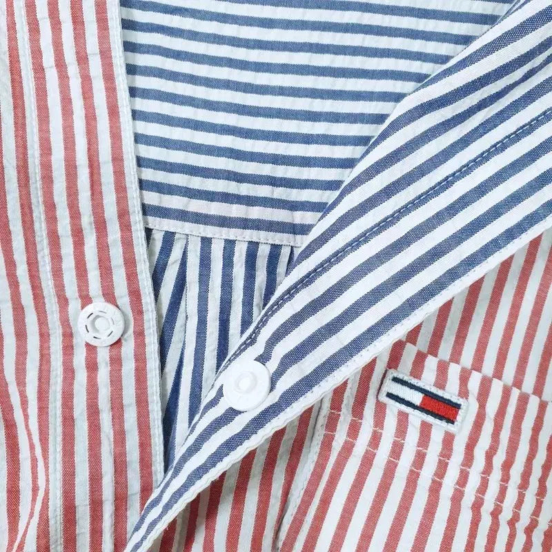 [BUNJANG] Tommy Hilfiger Tommy Jeans Cotton Striped Reversible Shirt / 타미힐피거 타미진스 코튼 스트라이프 긴소매 리버서블 셔츠