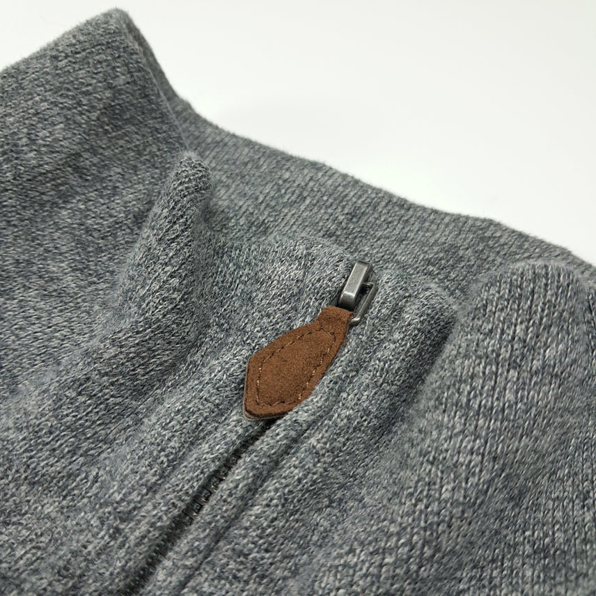[BUNJANG] Polo Ralph Lauren Half-Zip Knit Sweater / CL784 M 폴로 가죽풀러 헤더그레이 하프집업 니트 스웨터