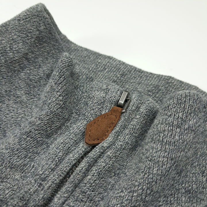[BUNJANG] Polo Ralph Lauren Half-Zip Knit Sweater / CL784 M 폴로 가죽풀러 헤더그레이 하프집업 니트 스웨터