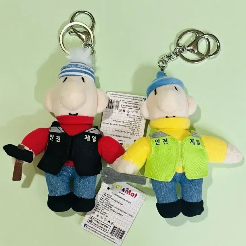 [BUNJANG] Pat &amp; Mat Safety First Set Plush Keyrings / 패트와매트 안전제일 세트 인형 키링