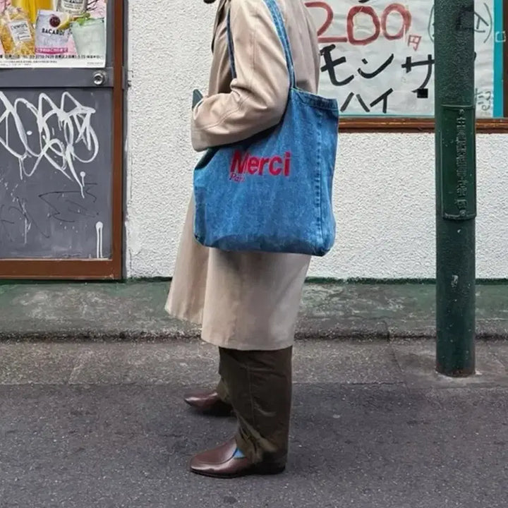 [SOLD OUT] 프랑스 메르시 Merci 데님 에코백 라지