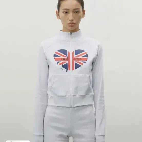 [BUNJANG] Michiko London Koshino Melting Union Jack Zip-up Jacket / 미치코런던 코시노) 멜팅 유니언잭 집업 화이트 멜란지S