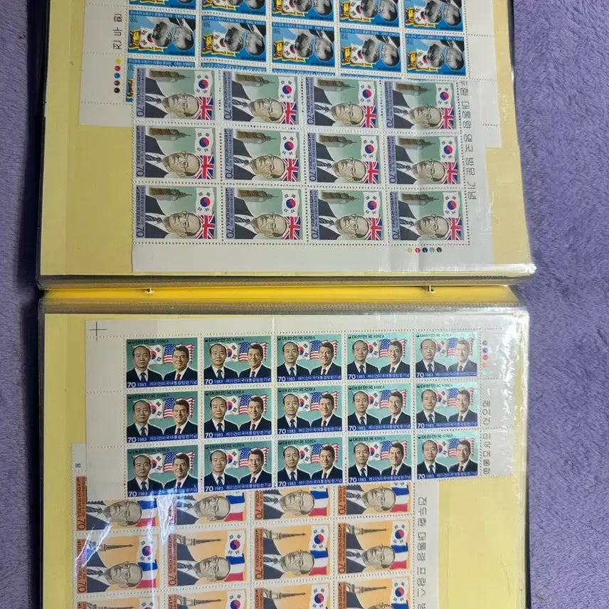 [BUNJANG] Presidential Inauguration and Diplomatic Commemoration Stamp Album Set / 대통령 취임 및 외교 기념우표 전지 앨범 일괄판매합니다