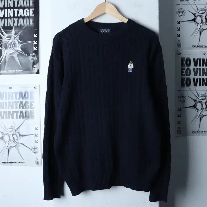 [BUNJANG] Who.A.U Cable Knit Sweater Navy / (L-XL) 후아유 니트 케이블 꽈배기 네이비 올드스쿨-177BA