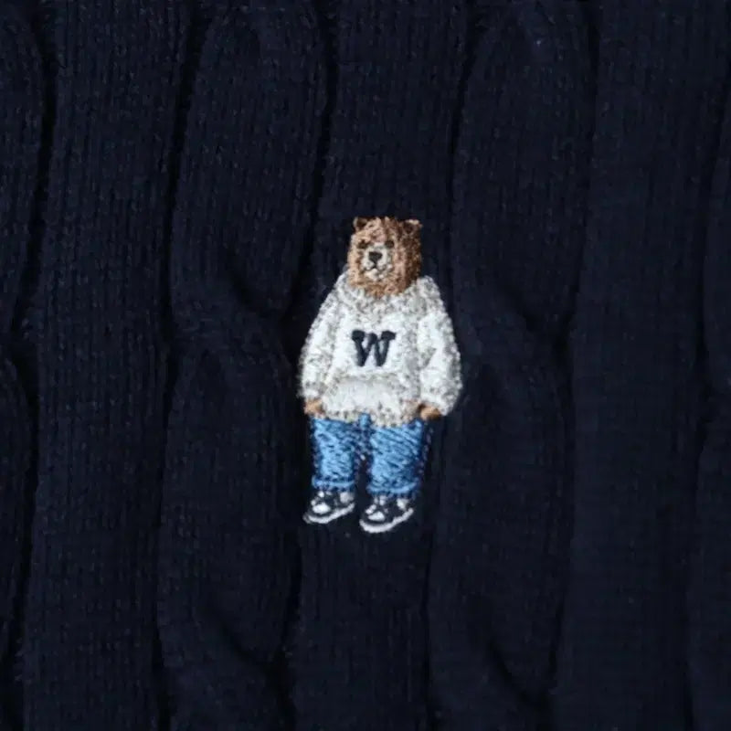 [BUNJANG] Who.A.U Cable Knit Sweater Navy / (L-XL) 후아유 니트 케이블 꽈배기 네이비 올드스쿨-177BA
