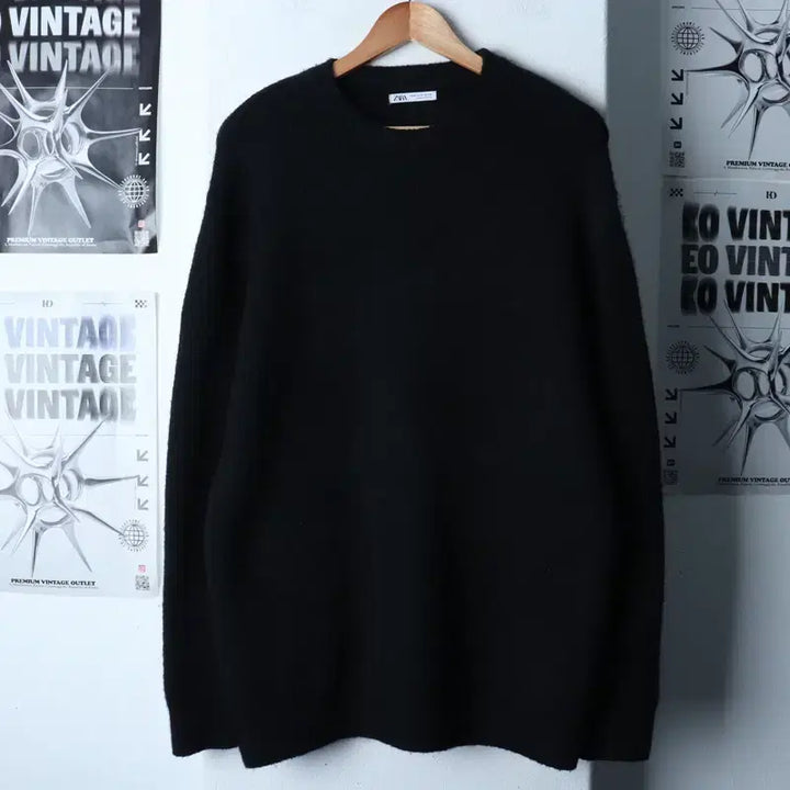 [BUNJANG] Zara Knit Solid Black Wool Sweater / (M-XL) 자라 니트 무지 블랙 울-177BF