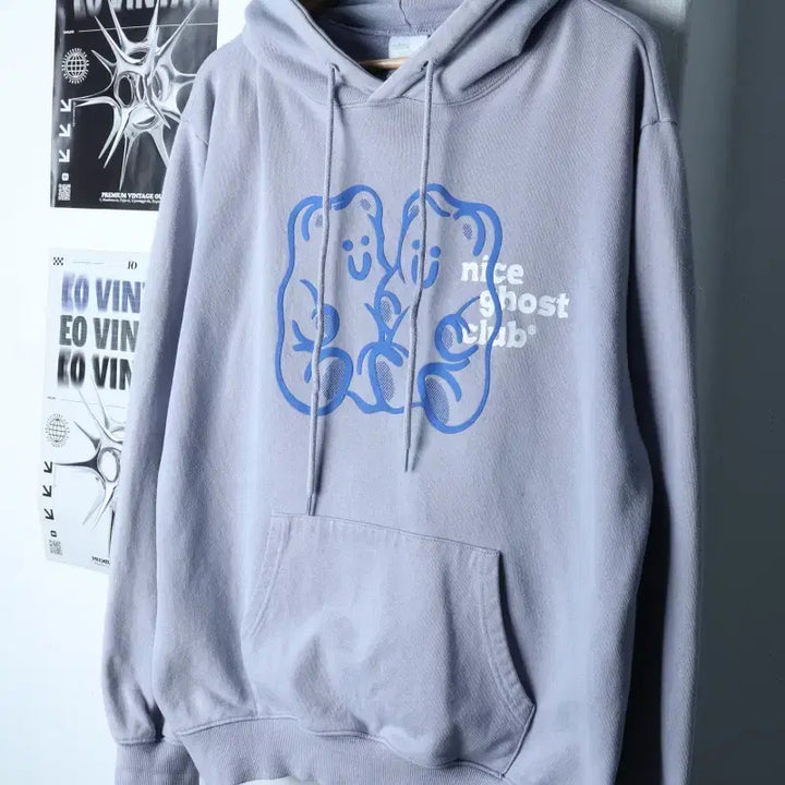 [BUNJANG] Nice Ghost Club Hoodie Light Blue Jelly Bear / (L-XL) 나이스고스트클럽 후드티셔츠 끈이염 연블루 젤리곰-177EB