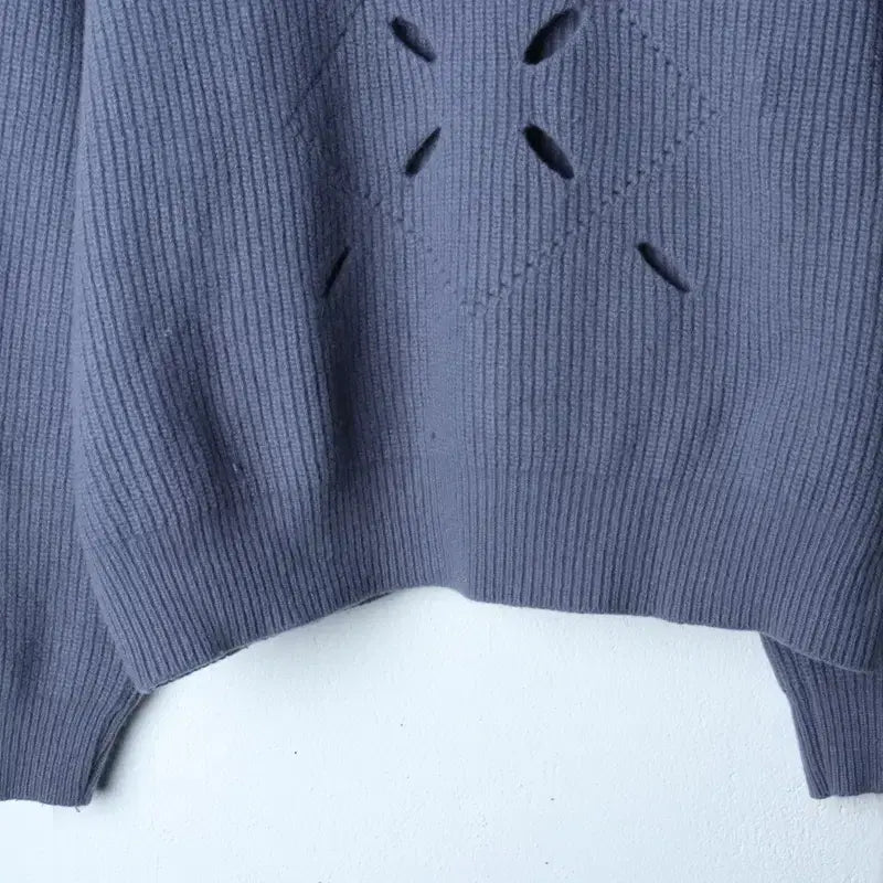 [BUNJANG] W(F) MoonSun Blue Punching Knit Heavy Wool Sweater / W(F) 문선 니트 펀칭 블루 유니크 헤비울-177F0