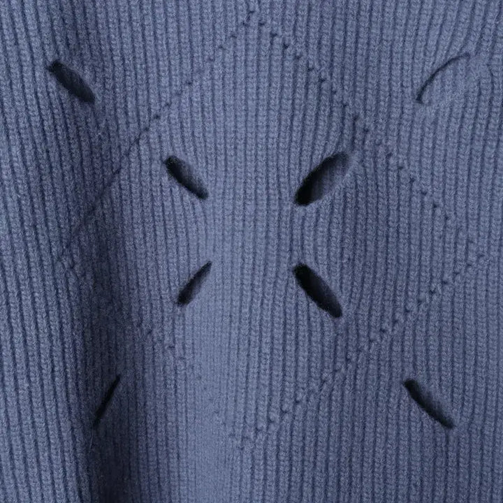 [BUNJANG] W(F) MoonSun Blue Punching Knit Heavy Wool Sweater / W(F) 문선 니트 펀칭 블루 유니크 헤비울-177F0