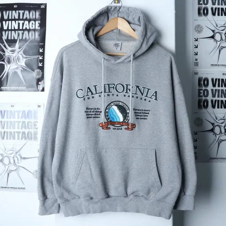 [BUNJANG] 177F2 Big Logo Gray Hoodie / (M-L) 트레블 후드티셔츠 빅로고 그레이 올드스쿨-177F2