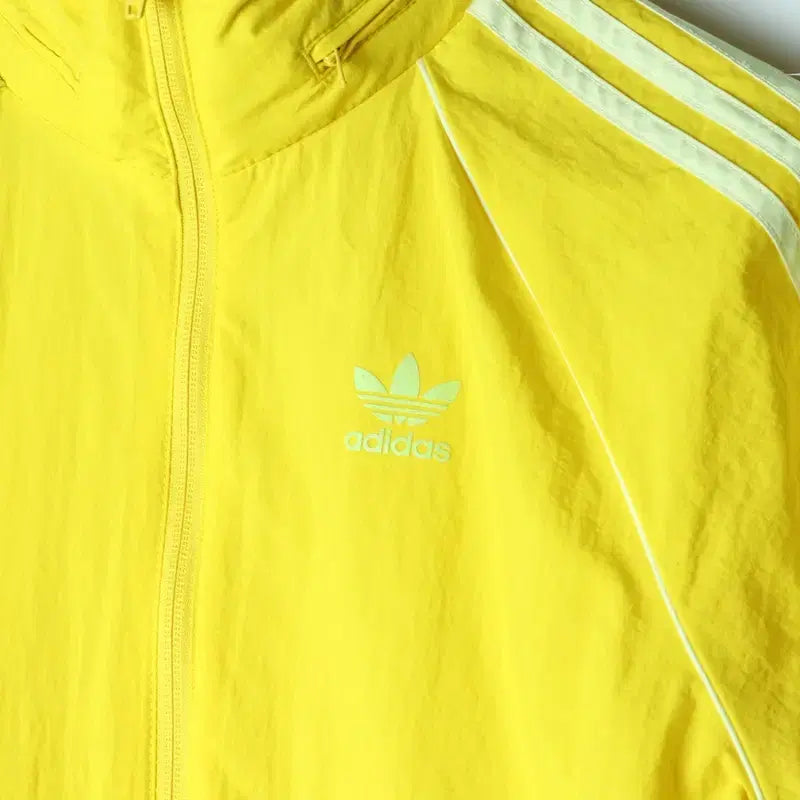 [BUNJANG] Adidas Windbreaker Jacket / (M-L) 아디다스 집업 바람막이 점퍼자켓 노랑 삼선 불꽃-1775C