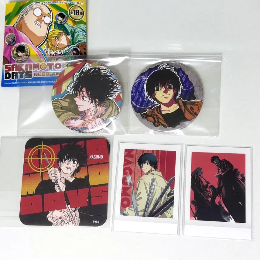 [BUNJANG] Sakamoto Days Nagumo Yoichi Set: Original Art Can Badges, Coaster, Paka / 사카모토데이즈 나구모 세트 원화 캔뱃지 코스터 파샤 점프샵 사카데이 포카