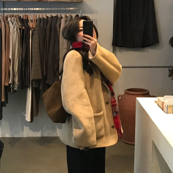[BUNJANG] Gaenysra Beige Suede Mouton / (1회착용) 가내스라 베이크 스웨이드 무스탕