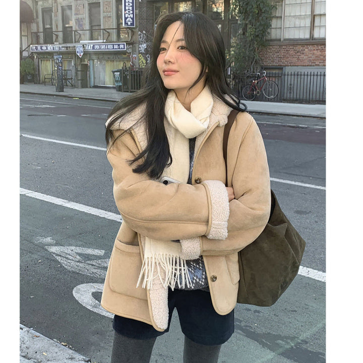 [BUNJANG] Gaenysra Beige Suede Mouton / (1회착용) 가내스라 베이크 스웨이드 무스탕