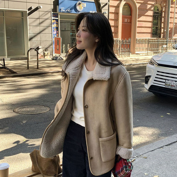 [BUNJANG] Gaenysra Beige Suede Mouton / (1회착용) 가내스라 베이크 스웨이드 무스탕