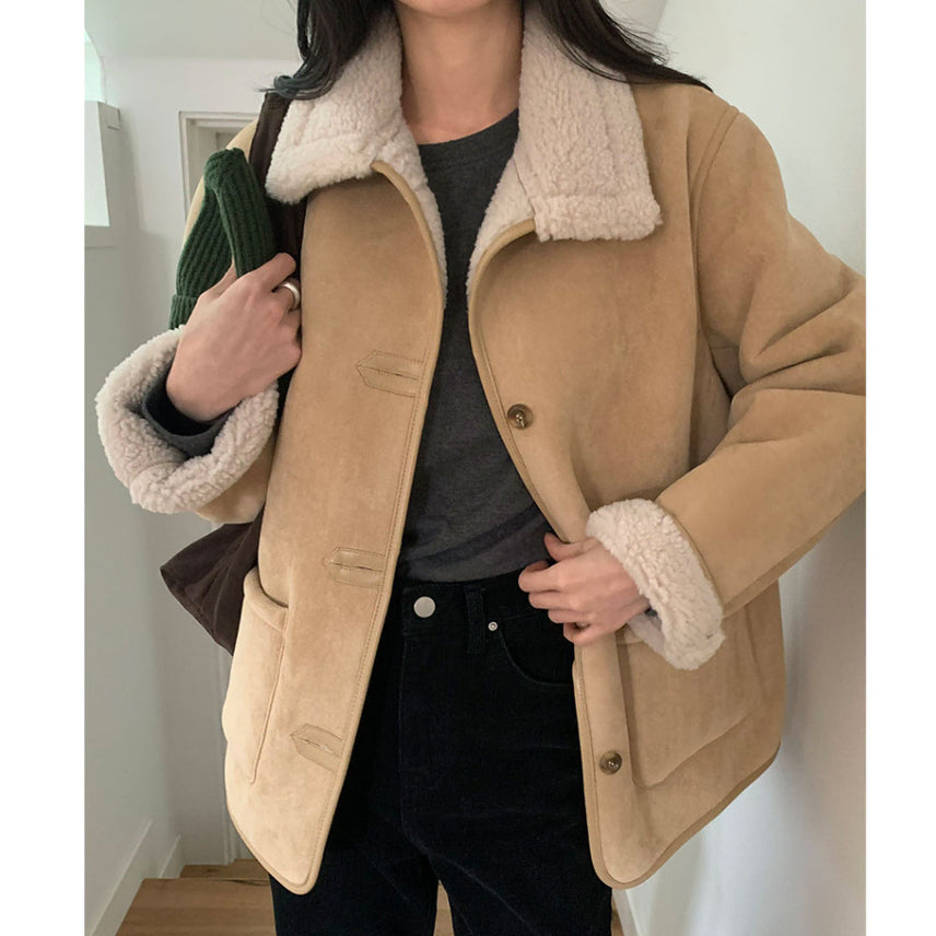 [BUNJANG] Gaenysra Beige Suede Mouton / (1회착용) 가내스라 베이크 스웨이드 무스탕