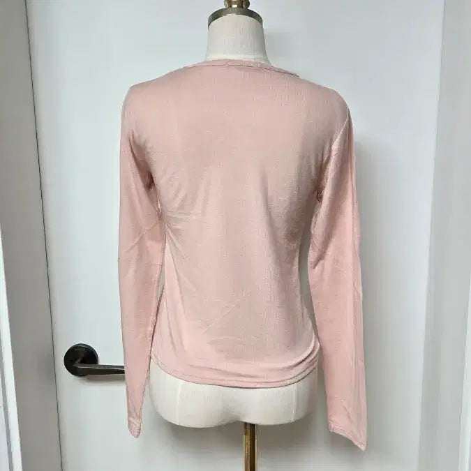 [BUNJANG] Pink Round Long Sleeve T-Shirt / 부드러운 핑크 라운드 긴팔