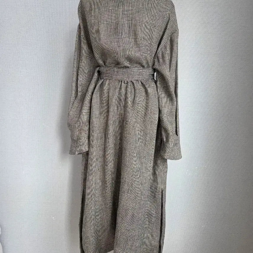 [BUNJANG] Benetton Linen Check Long Coat / 베네통  마  체크 롱코트