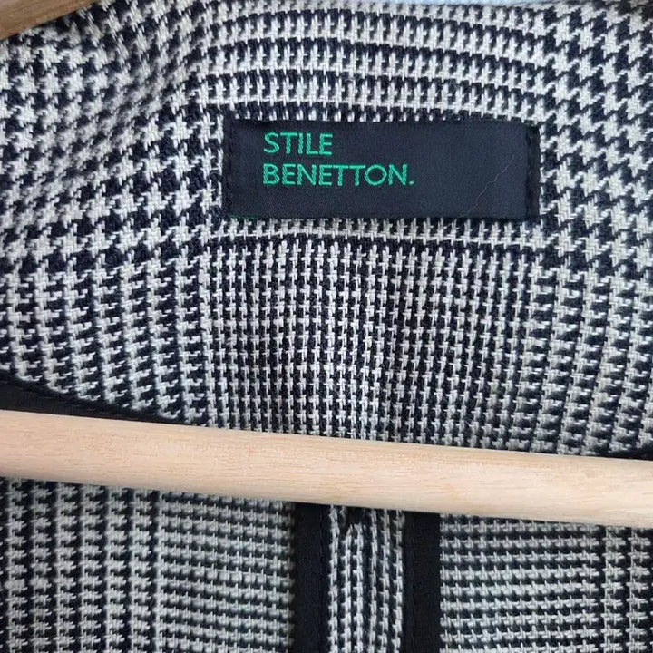 [BUNJANG] Benetton Linen Check Long Coat / 베네통  마  체크 롱코트