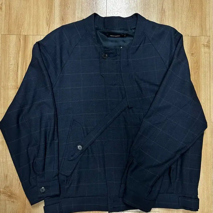 [BUNJANG] Hatching Room Non-Collar Jacket Blue Check / 해칭룸 논카라 자켓 블루 체크 [1]