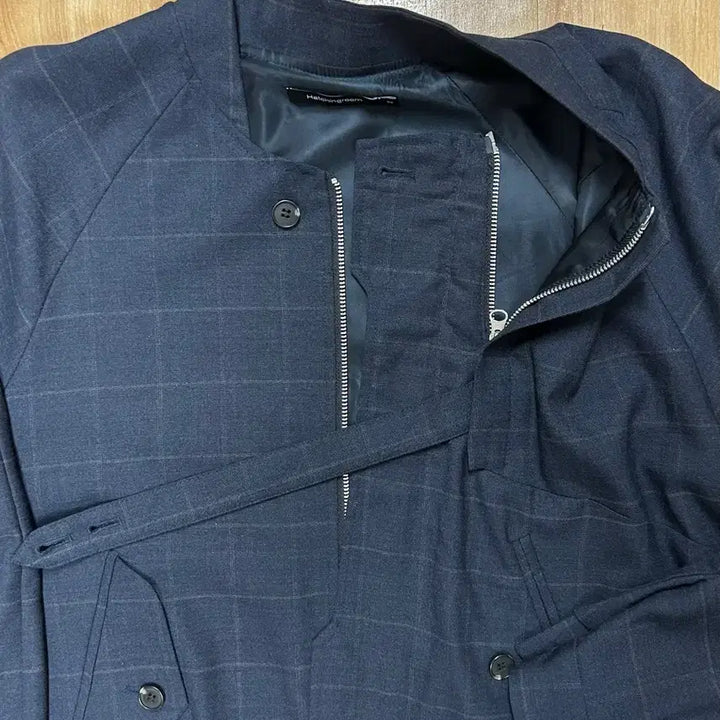 [BUNJANG] Hatching Room Non-Collar Jacket Blue Check / 해칭룸 논카라 자켓 블루 체크 [1]