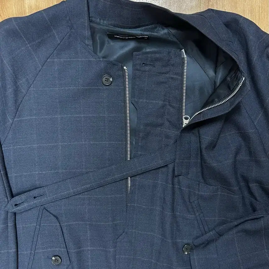 [BUNJANG] Hatching Room Non-Collar Jacket Blue Check / 해칭룸 논카라 자켓 블루 체크 [1]