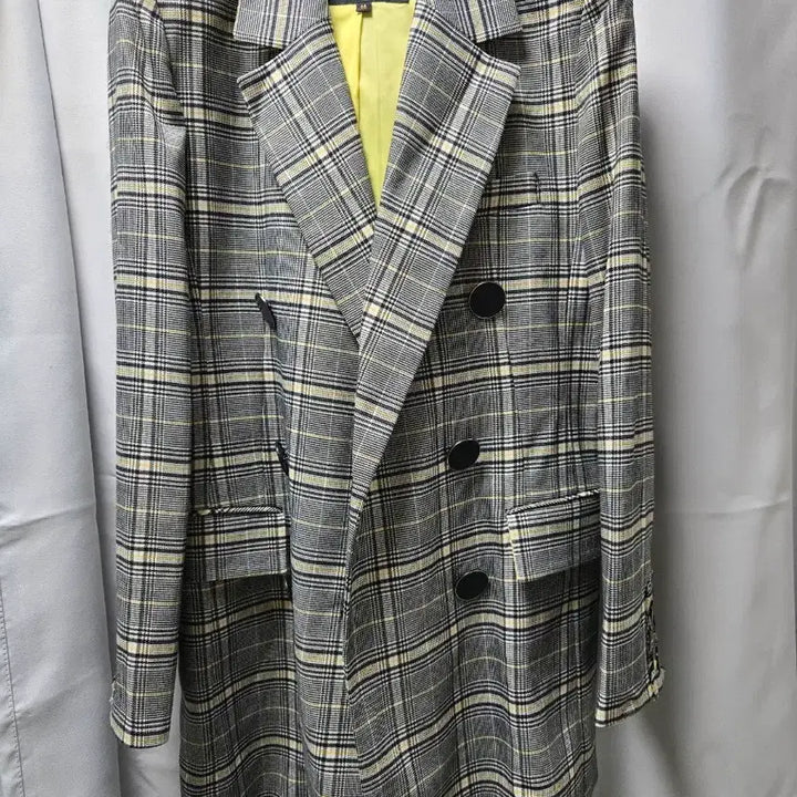 [BUNJANG] EGOIST Check Double Long Jacket (Size 66) / EGOIST 에고이스트 체크 더블 롱 자켓66