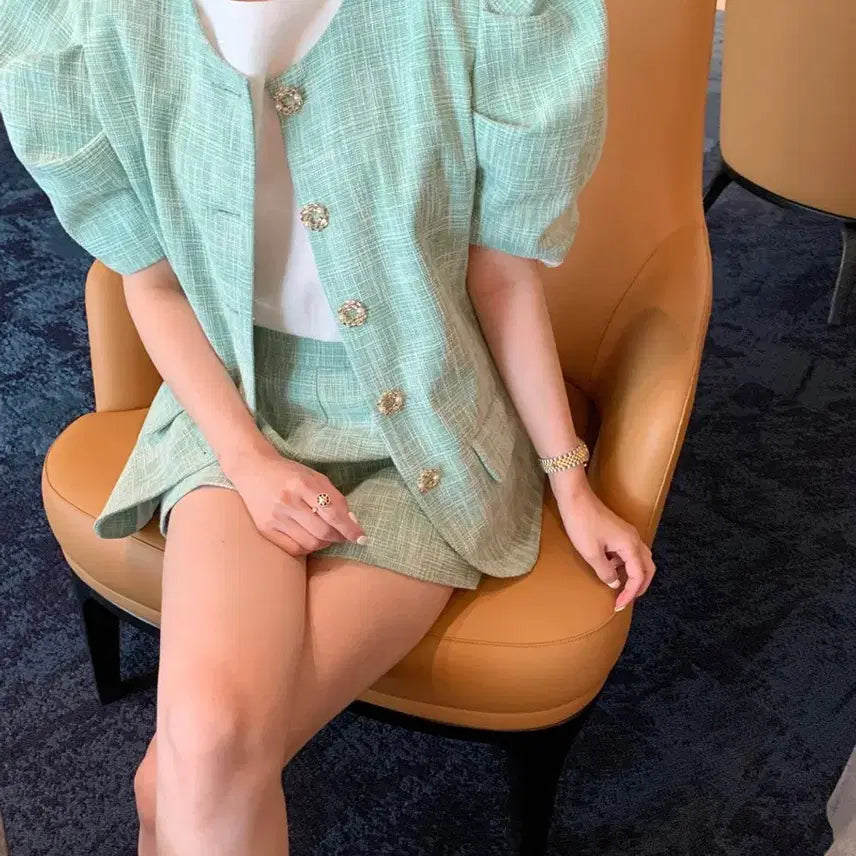 [BUNJANG] Vicinni Wannabe Tweed Jacket (Mint) / 바이씨니 제작 완써니트위드jk (민트)