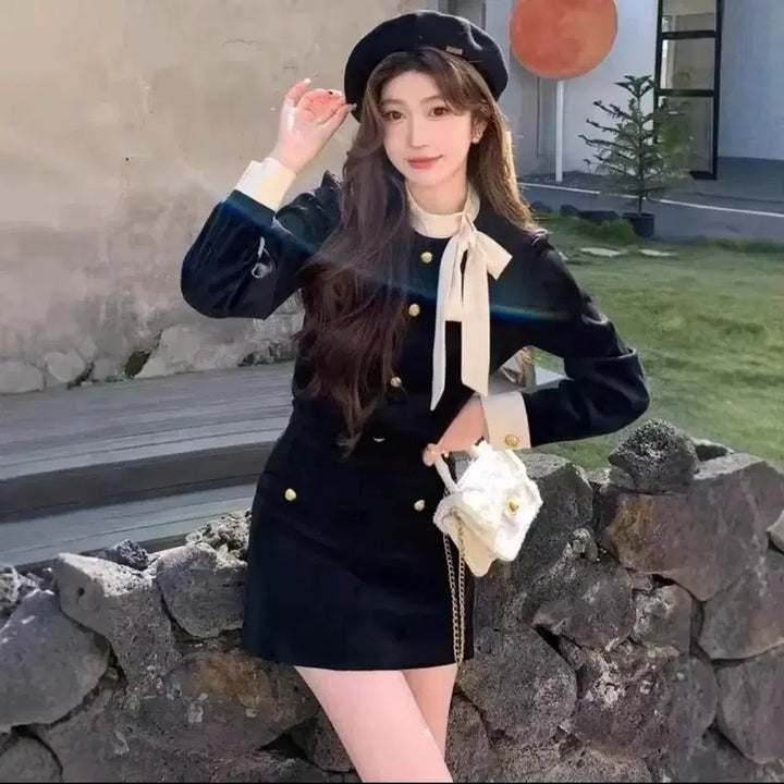 [BUNJANG] Ribbon Tie Mini Two-piece Set / 리본 타이 미니 투피스 새상품