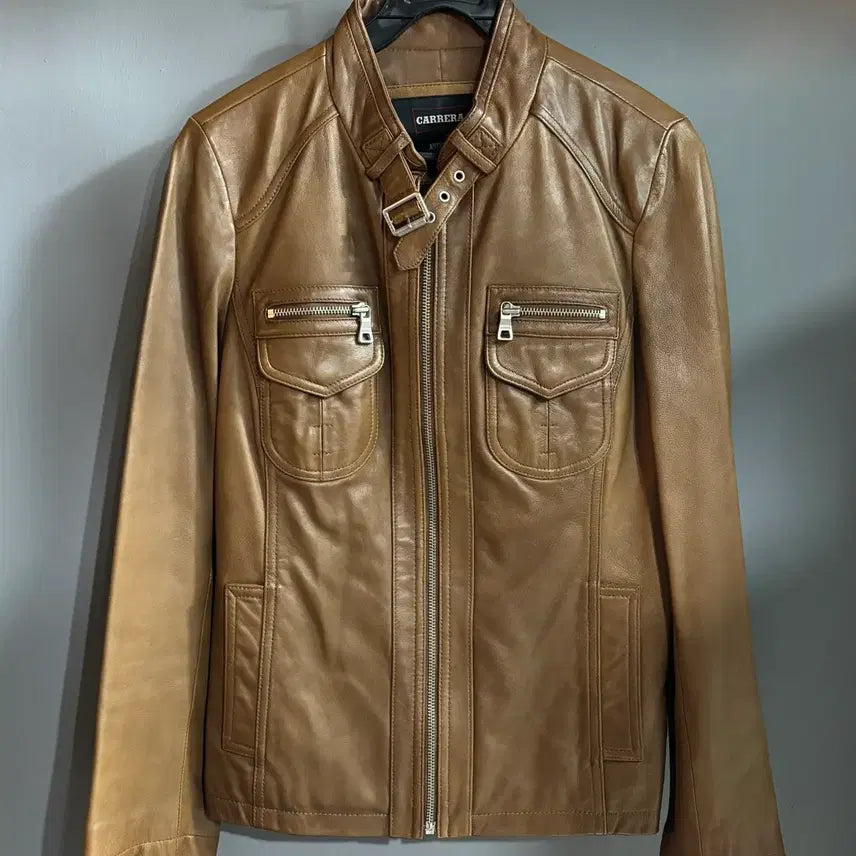 [BUNJANG] Carrera Brown Leather Jacket (Size 55) / 까레라 브라운 양가죽 자켓 55사이즈