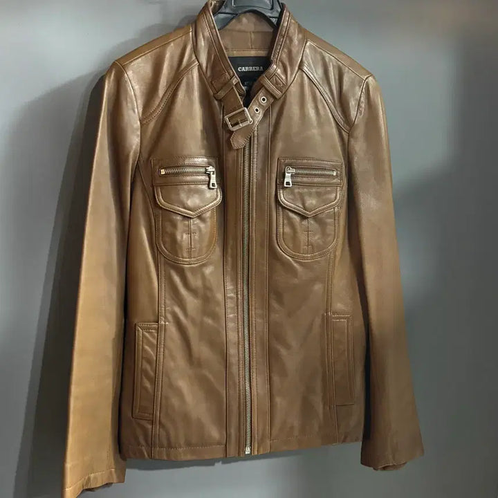 [BUNJANG] Carrera Brown Leather Jacket (Size 55) / 까레라 브라운 양가죽 자켓 55사이즈