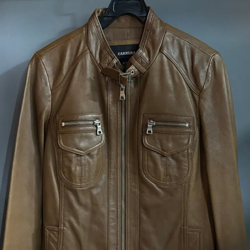 [BUNJANG] Carrera Brown Leather Jacket (Size 55) / 까레라 브라운 양가죽 자켓 55사이즈