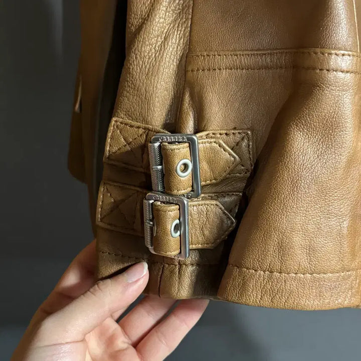 [BUNJANG] Carrera Brown Leather Jacket (Size 55) / 까레라 브라운 양가죽 자켓 55사이즈