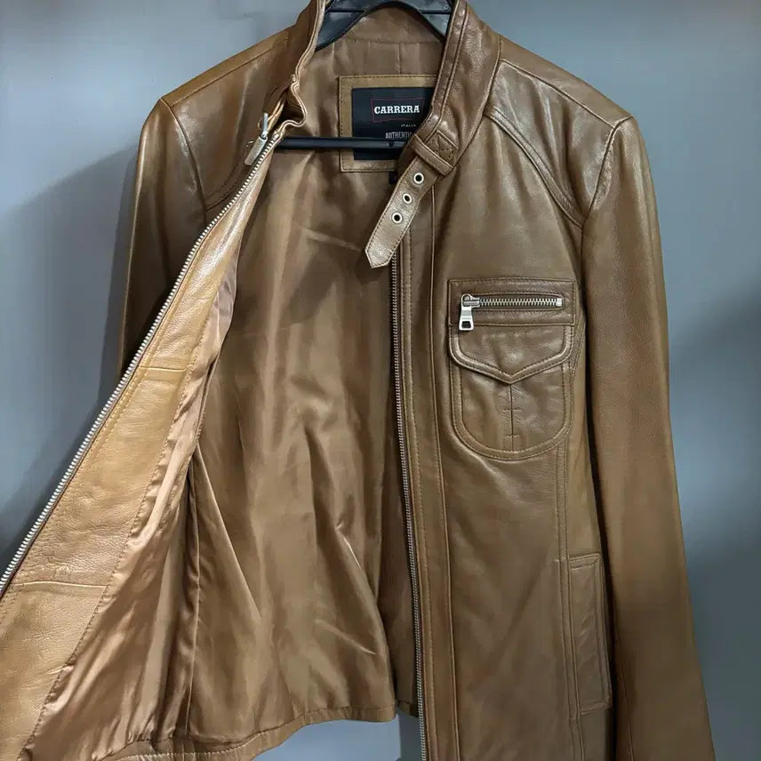 [BUNJANG] Carrera Brown Leather Jacket (Size 55) / 까레라 브라운 양가죽 자켓 55사이즈