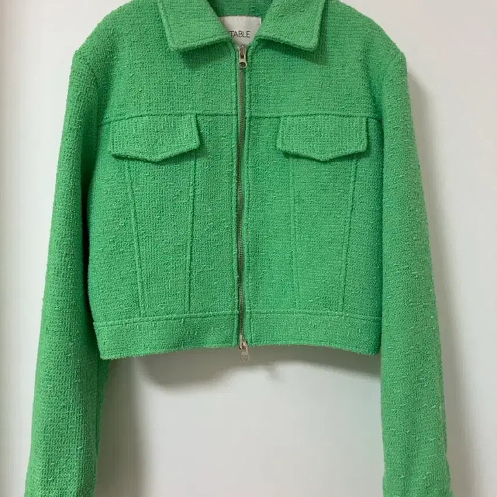 [BUNJANG] STABLE Green Tweed Crop Jacket / STABLE 스테이블 그린 트위드 크롭 자켓