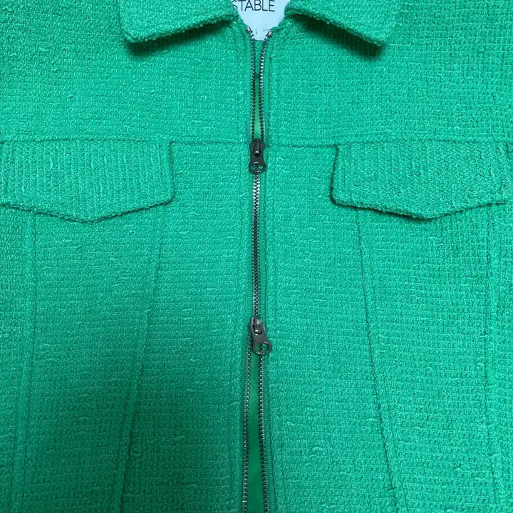 [BUNJANG] STABLE Green Tweed Crop Jacket / STABLE 스테이블 그린 트위드 크롭 자켓