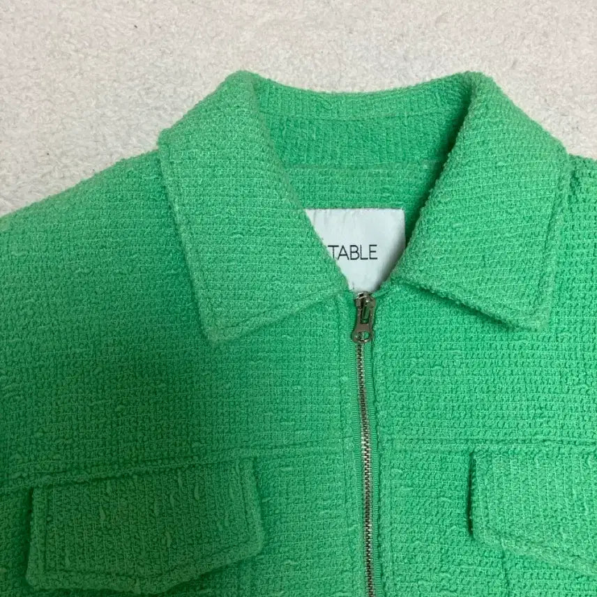 [BUNJANG] STABLE Green Tweed Crop Jacket / STABLE 스테이블 그린 트위드 크롭 자켓