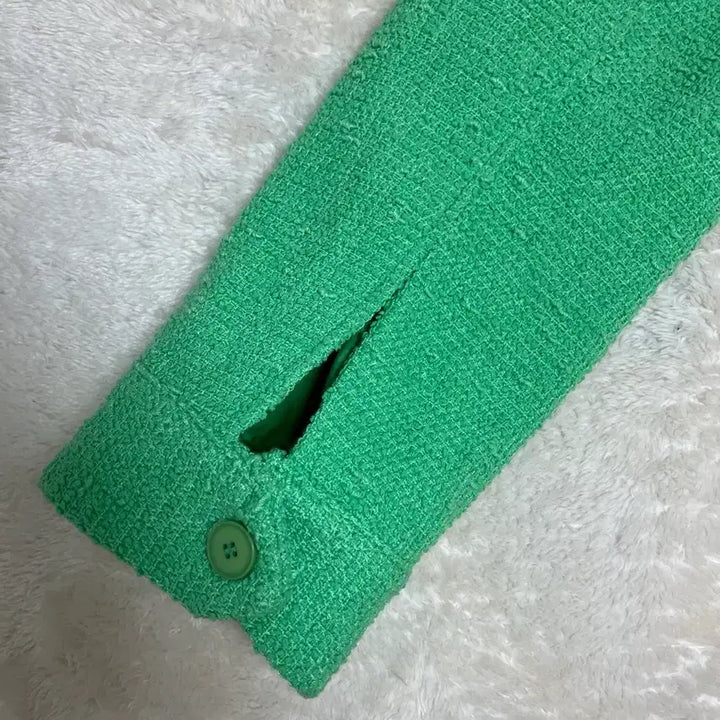 [BUNJANG] STABLE Green Tweed Crop Jacket / STABLE 스테이블 그린 트위드 크롭 자켓