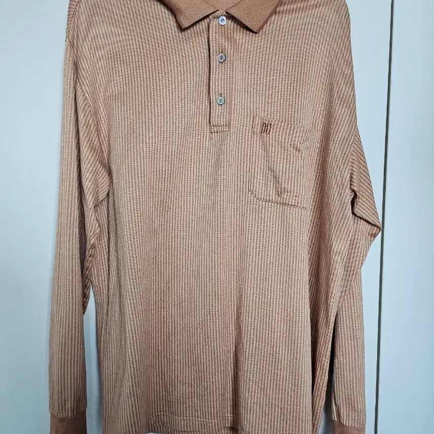 [BUNJANG] Daks Striped Collar Long Sleeve T-shirt / 닥스 긴팔 스트라이프 카라 티셔츠
