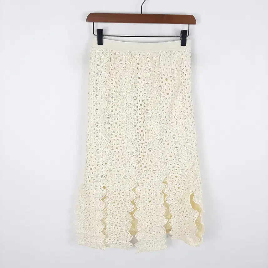 [BUNJANG] PPB Studio Lace Hem Bending Skirt / PPB스튜디오 레이스 밑단포인트 밴딩스커트