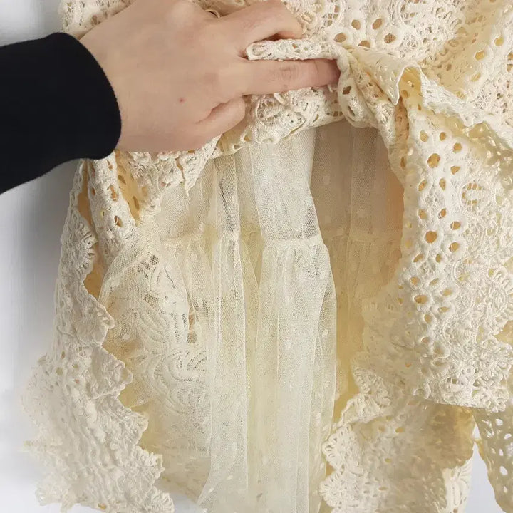 [BUNJANG] PPB Studio Lace Hem Bending Skirt / PPB스튜디오 레이스 밑단포인트 밴딩스커트