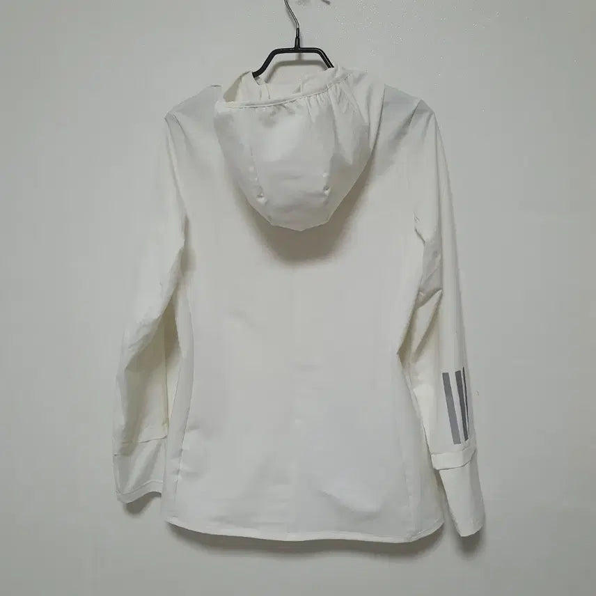 [BUNJANG] Adidas White Three Stripes Hooded Windbreaker XS / 허리쏙)아디다스 흰색 삼선 후드 바람막이 xs