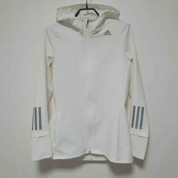 [BUNJANG] Adidas White Three Stripes Hooded Windbreaker XS / 허리쏙)아디다스 흰색 삼선 후드 바람막이 xs