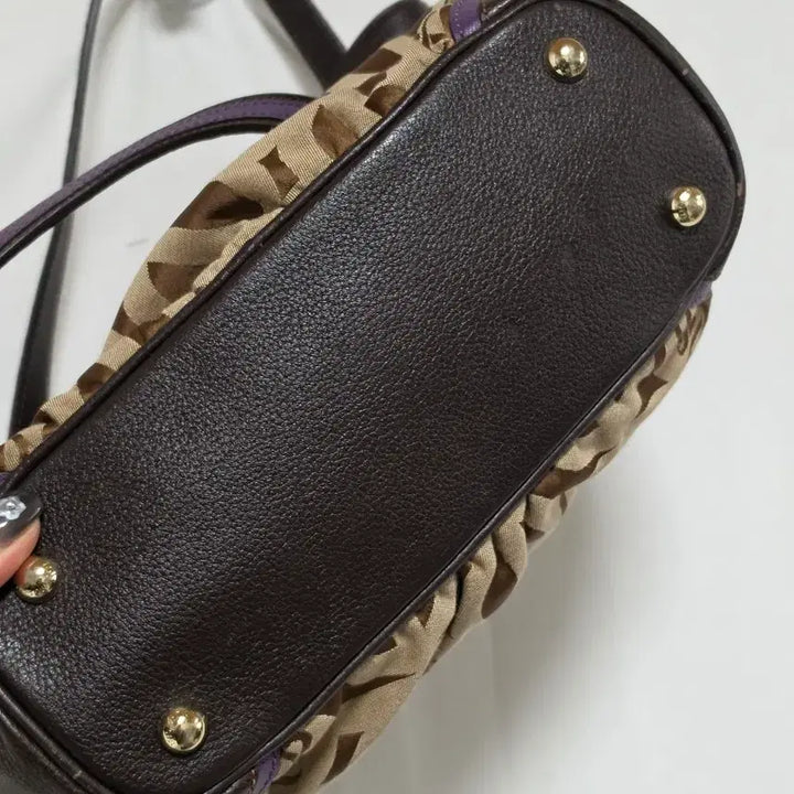 [BUNJANG] Louis Quatorze Brown Purple Pattern Shoulder Bag / 루이까또즈 브라운 퍼플 패턴 숄더백 0317