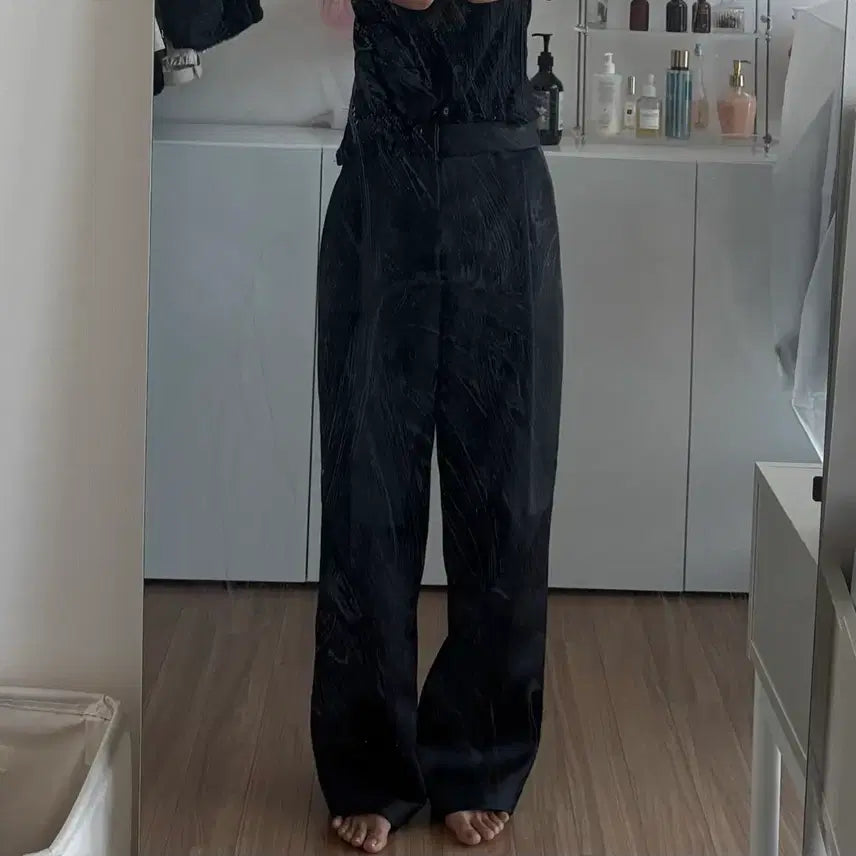 [BUNJANG] ZARA Satin High-Waist Pleated Pants XS / 자라)새틴 하이웨스트 플리츠팬츠 XS (S)