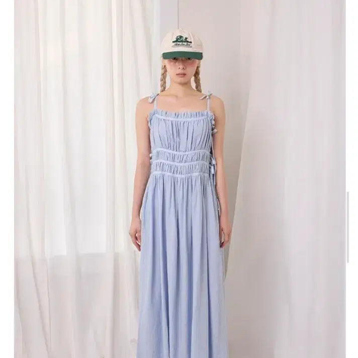 [BUNJANG] Mabling Ribbon Linen Dress / 마블링 리본 린넨 원피스