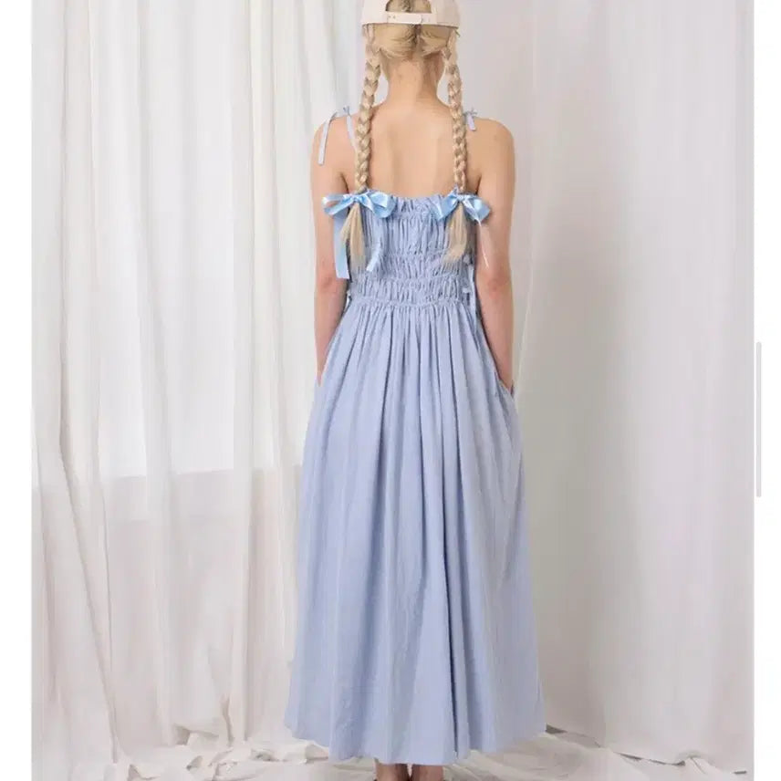 [BUNJANG] Mabling Ribbon Linen Dress / 마블링 리본 린넨 원피스