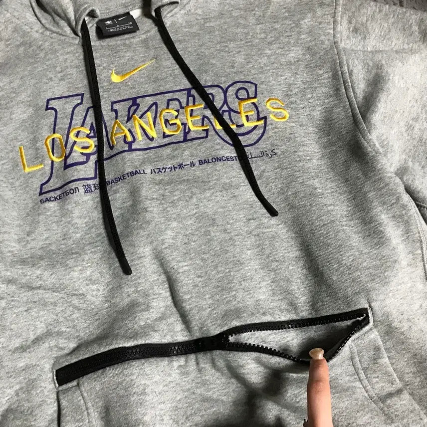 [SOLD OUT] 새상품 나이키 NBA 정품 레이커스 후드티 그레이 지퍼 후드집업 스우시