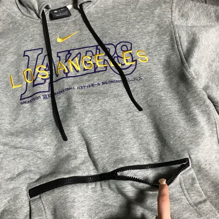 [SOLD OUT] 새상품 나이키 NBA 정품 레이커스 후드티 그레이 지퍼 후드집업 스우시