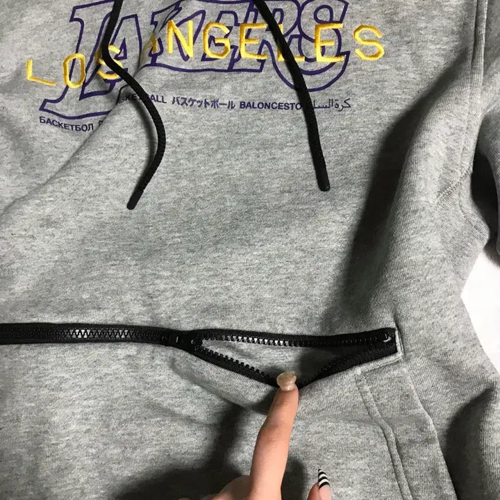 [SOLD OUT] 새상품 나이키 NBA 정품 레이커스 후드티 그레이 지퍼 후드집업 스우시